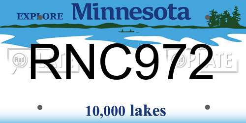 RNC972 Minnesota License Plate
