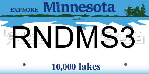 RNDMS3 Minnesota License Plate