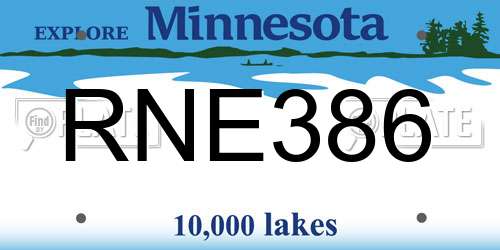 RNE386 Minnesota License Plate