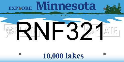 RNF321 Minnesota License Plate