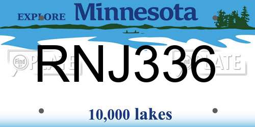 RNJ336 Minnesota License Plate