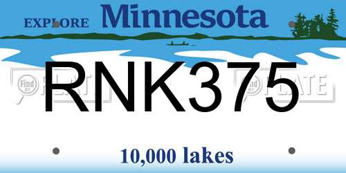 RNK375 Minnesota License Plate