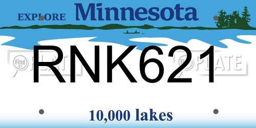 RNK621 Minnesota License Plate