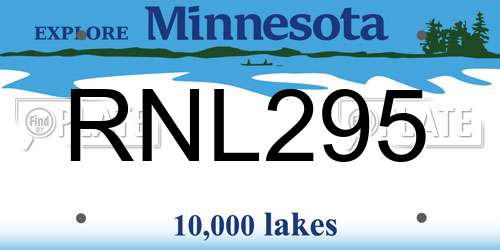 RNL295 Minnesota License Plate
