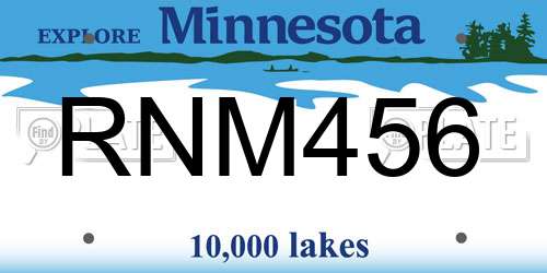 RNM456 Minnesota License Plate