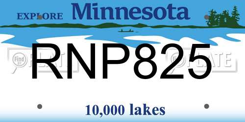 RNP825 Minnesota License Plate