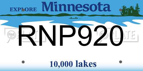 RNP920 Minnesota License Plate