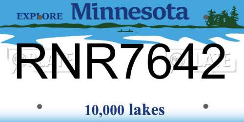 RNR7642 Minnesota License Plate