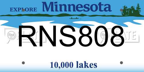 RNS808 Minnesota License Plate