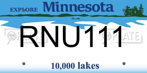 RNU111 Minnesota License Plate