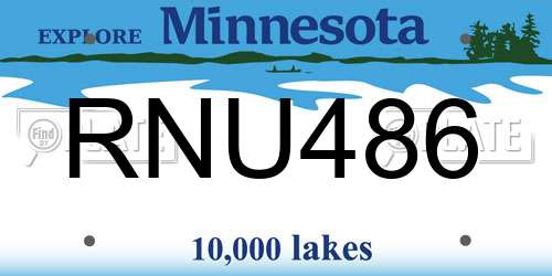 RNU486 Minnesota License Plate