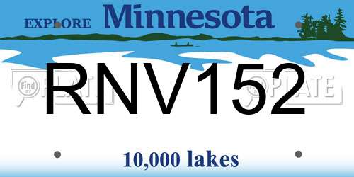 RNV152 Minnesota License Plate