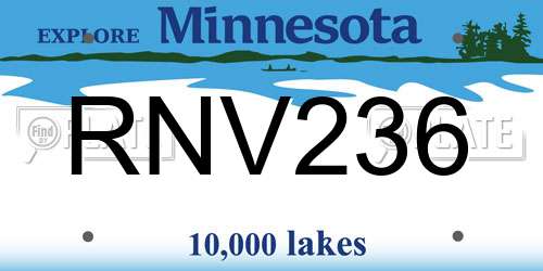 RNV236 Minnesota License Plate