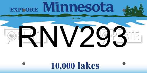 RNV293 Minnesota License Plate