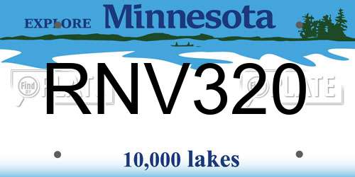 RNV320 Minnesota License Plate