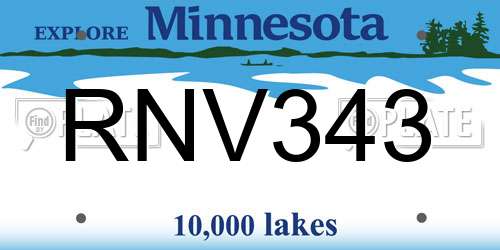 RNV343 Minnesota License Plate