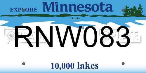 RNW083 Minnesota License Plate