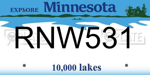 RNW531 Minnesota License Plate