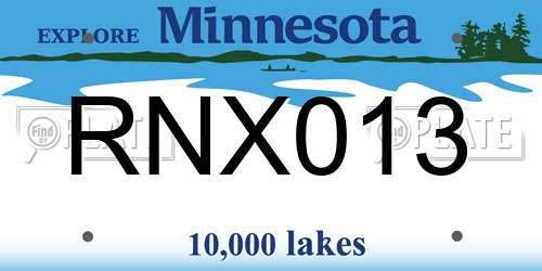 RNX013 Minnesota License Plate