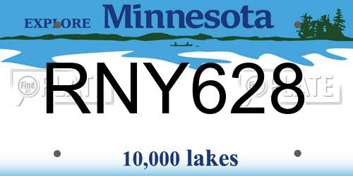 RNY628 Minnesota License Plate