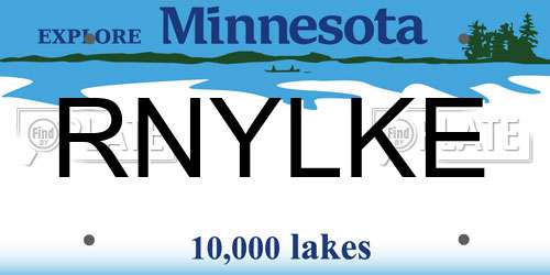 RNYLKE Minnesota License Plate