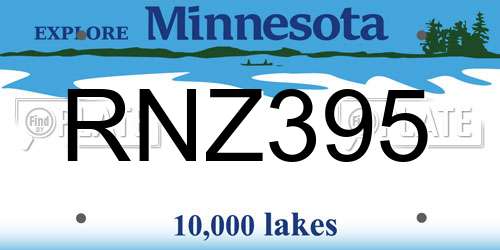 RNZ395 Minnesota License Plate