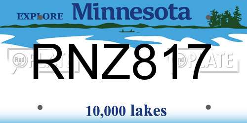 RNZ817 Minnesota License Plate