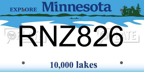 RNZ826 Minnesota License Plate