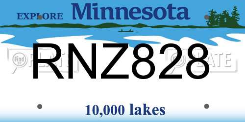 RNZ828 Minnesota License Plate
