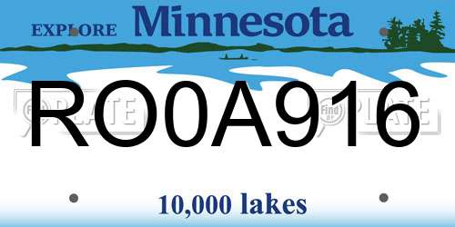 RO0A916 Minnesota License Plate