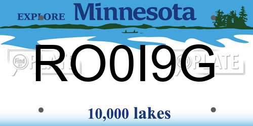 RO0I9G Minnesota License Plate