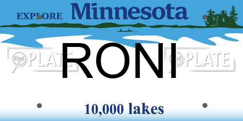 RONI Minnesota License Plate