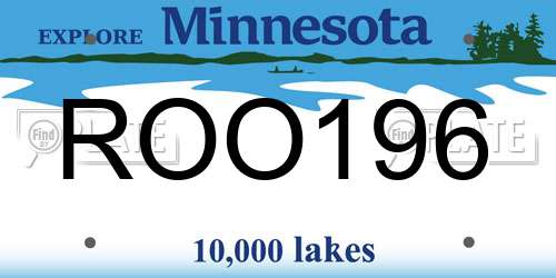 ROO196 Minnesota License Plate