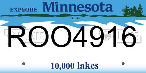 ROO4916 Minnesota License Plate