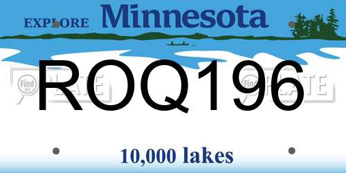 ROQ196 Minnesota License Plate
