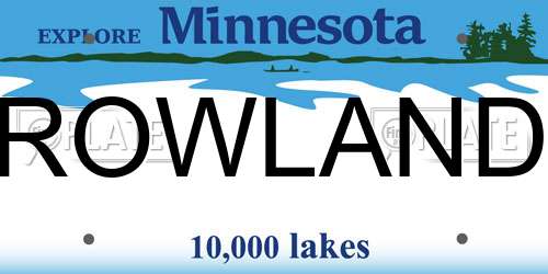 ROWLAND Minnesota License Plate