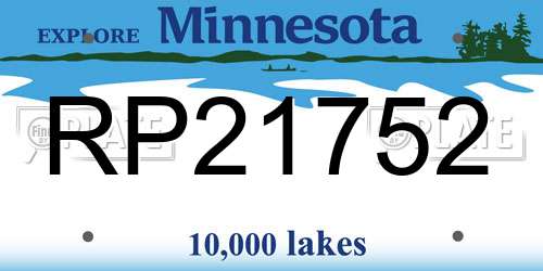 RP21752 Minnesota License Plate