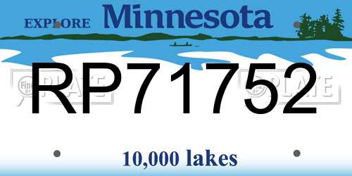 RP71752 Minnesota License Plate