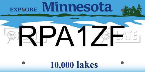 RPA1ZF Minnesota License Plate