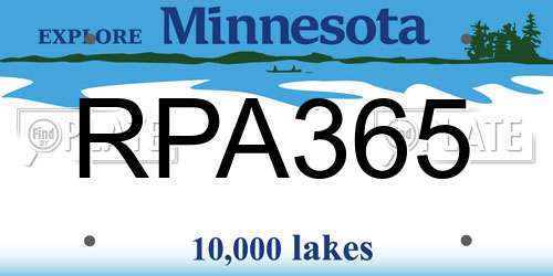 RPA365 Minnesota License Plate