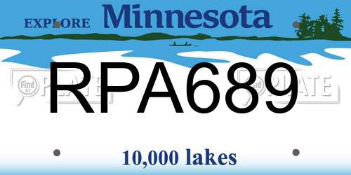 RPA689 Minnesota License Plate