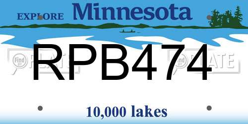 RPB474 Minnesota License Plate