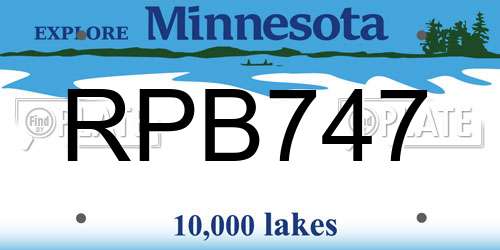 RPB747 Minnesota License Plate