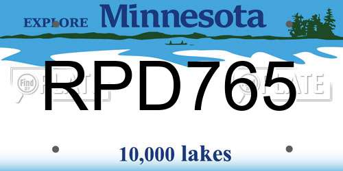 RPD765 Minnesota License Plate