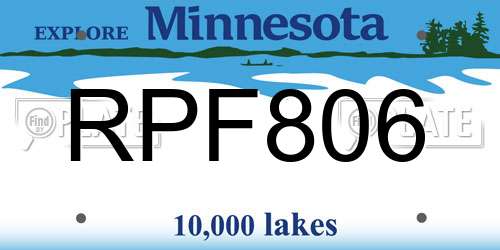 RPF806 Minnesota License Plate