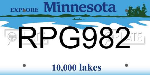 RPG982 Minnesota License Plate