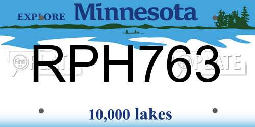 RPH763 Minnesota License Plate