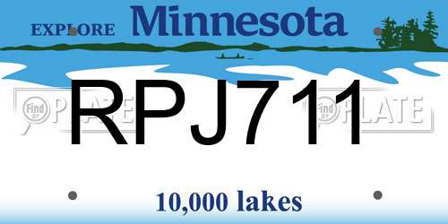 RPJ711 Minnesota License Plate