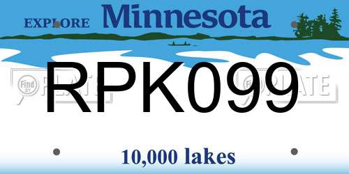 RPK099 Minnesota License Plate