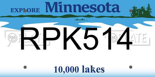 RPK514 Minnesota License Plate